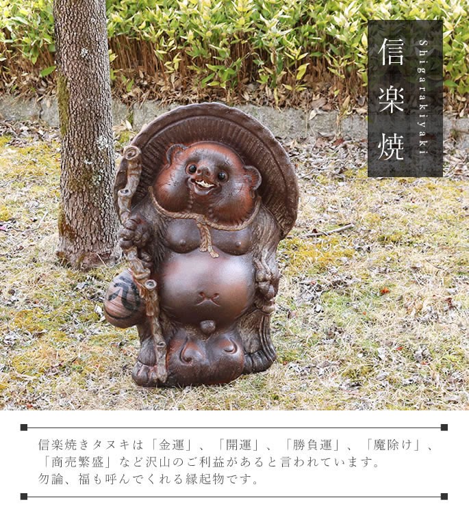 信楽焼 20号ひねり狸 たぬき タヌキ 古狸庵 開運 縁起物 可愛い 陶器