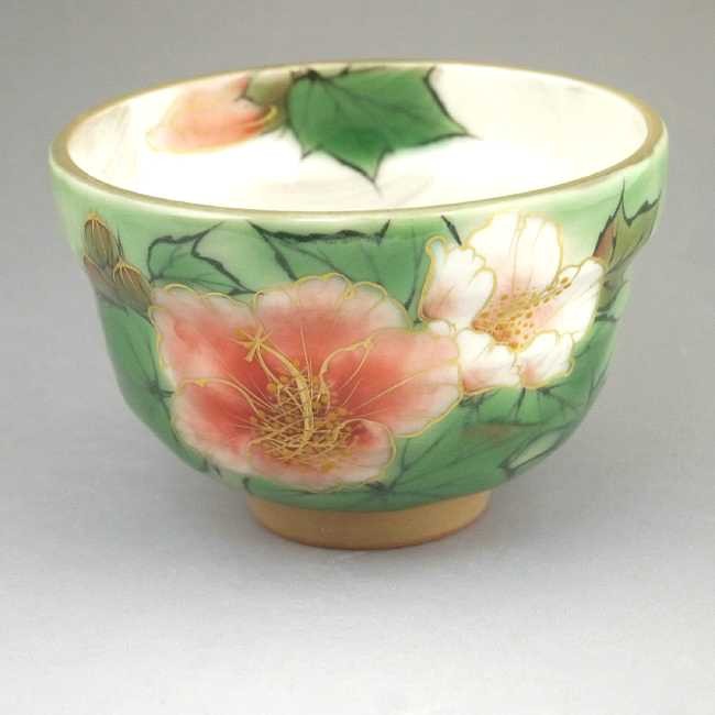 京焼 清水焼 織部五草花お茶呑茶碗 陶あん 芙蓉単品 : 松韻堂 Yahoo!店
