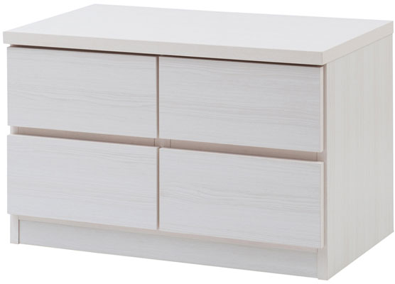 チェスト ロー 引き出し収納 2列 2段 シンプルデザイン 木製 日本製