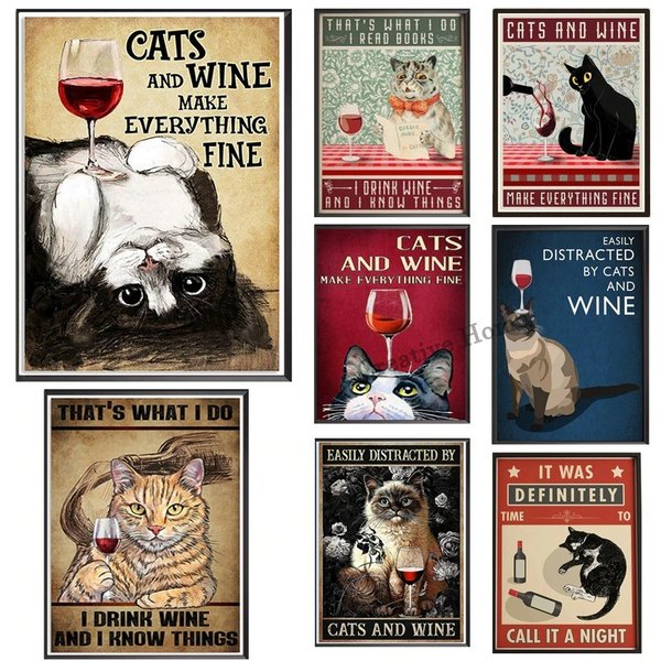 額付 アートポスター アートフレーム おしゃれ 絵画 壁 猫 ネコ ワイン