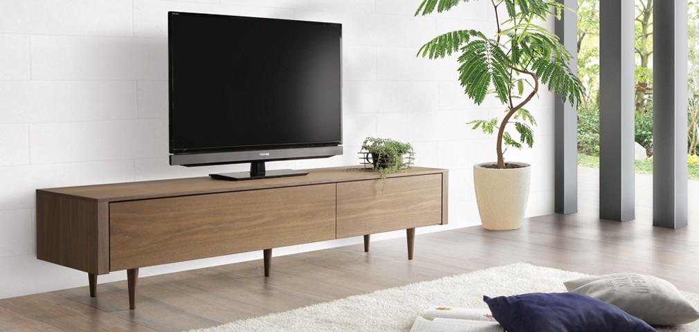 大川家具 テレビボード 幅160cm ウォールナット オーク 突板ガラス