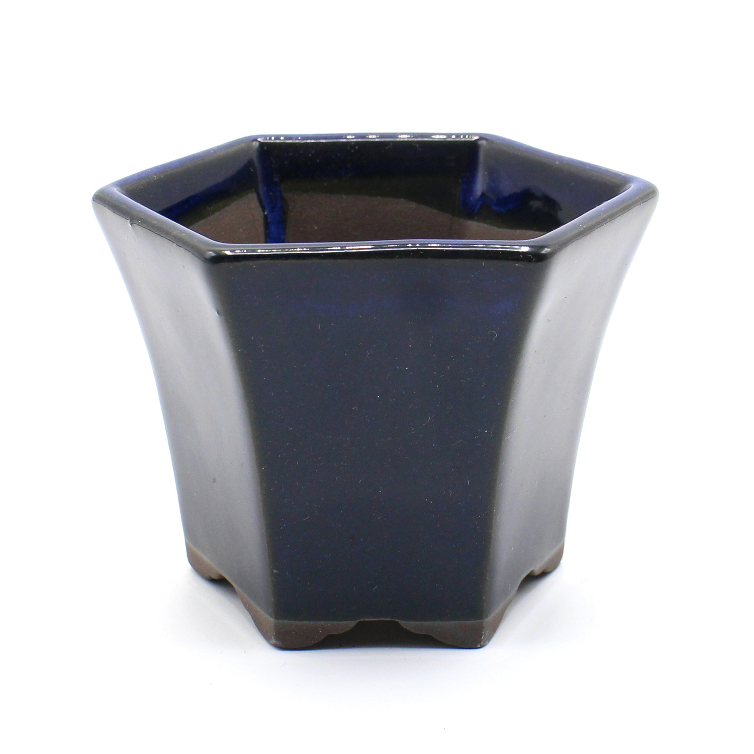 盆栽鉢 2号クラス ミニ 六角反鉢 懸崖 小鉢 瀬戸焼 2.5号 深型 陶器 約