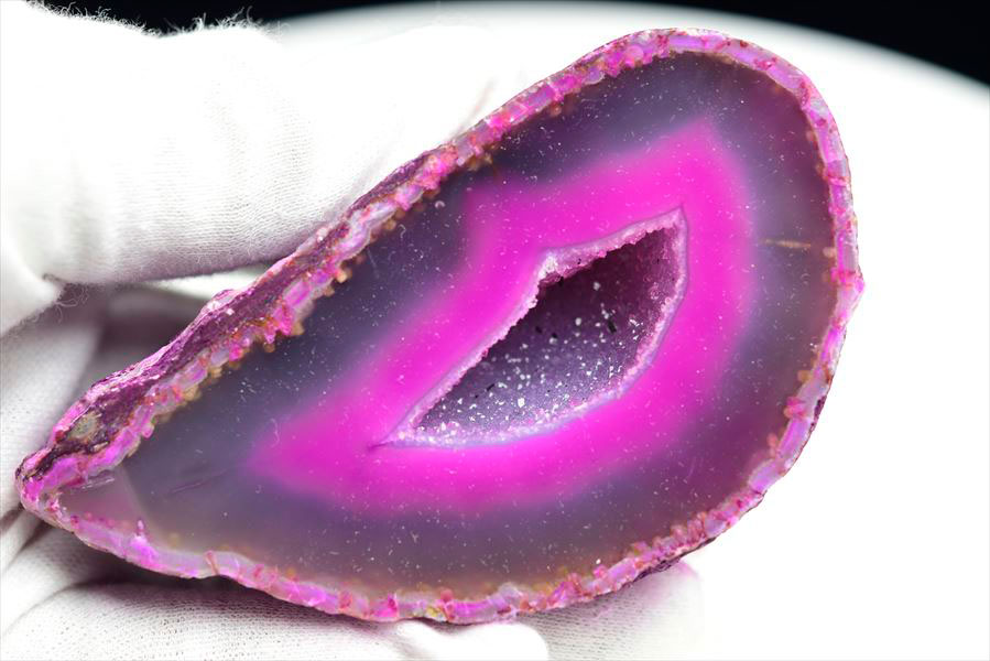 アゲート カラー ピンク (約190.7g) ジオード 晶洞 ブラジル産アゲート