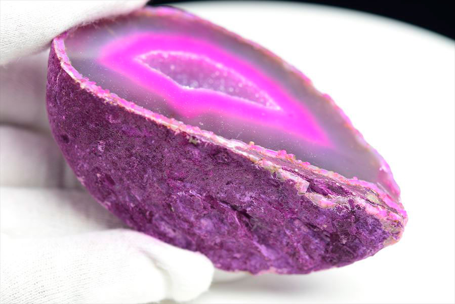 アゲート カラー ピンク (約190.7g) ジオード 晶洞 ブラジル産アゲート