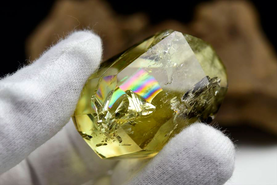 虹入り シトリン 不定形タンブル 黄水晶 ブラジル産 レインボー