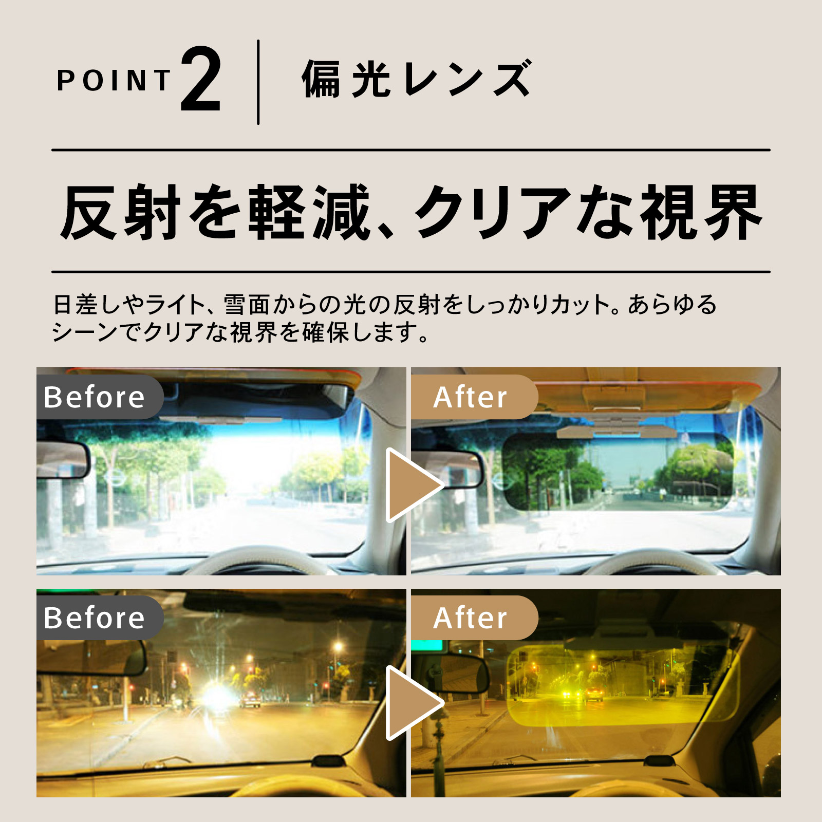 カーサンバイザー 昼夜兼用 車用 サンバイザー 日よけ 眩しい 対向車