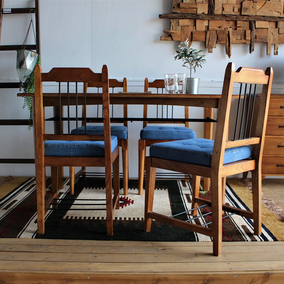 ダイニングセット 食卓 センターテーブル 椅子4脚 アンティーク 木製