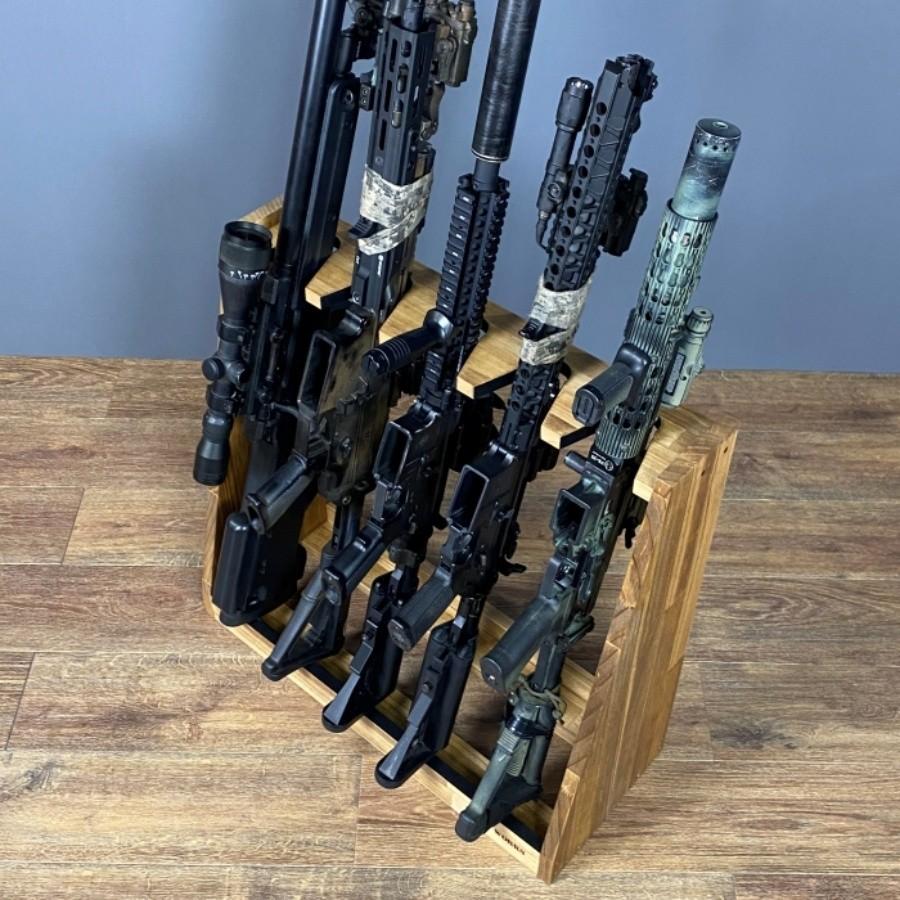 WOODWORKS ガンラック 5丁掛 ( 色：ライトブラウン) 木製 日本製