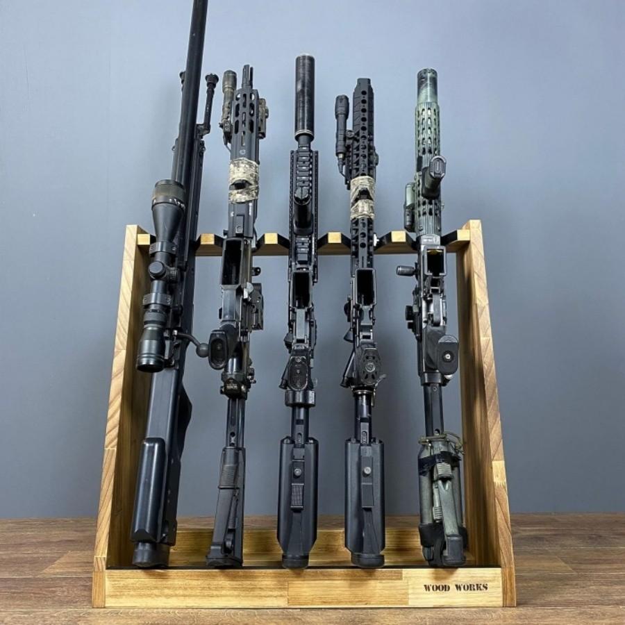 WOODWORKS ガンラック 5丁掛 ( 色：ライトブラウン) 木製 日本製