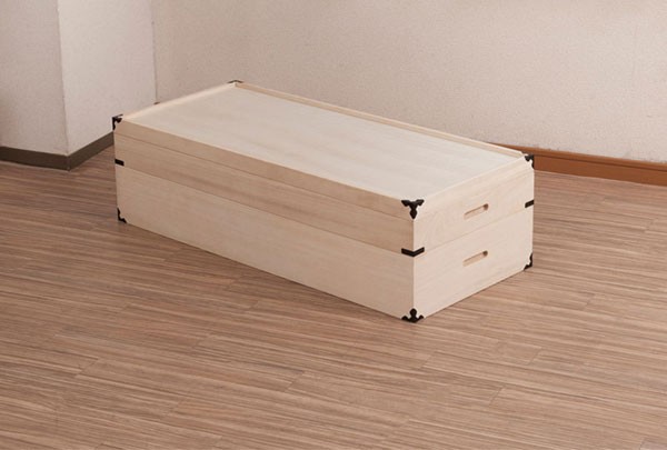 桐衣装箱 2段 幅91cm 高さ25cm 桐製収納ケース 桐タンス 着物収納 衣類