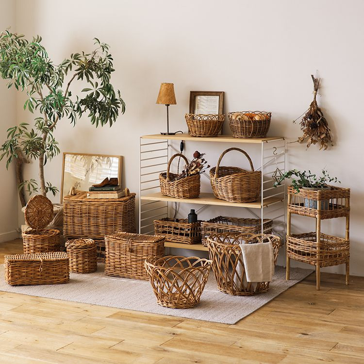 収納 バスケット カゴ かご ラタン 籐 丸バスケット AROROG Lサイズ 籐