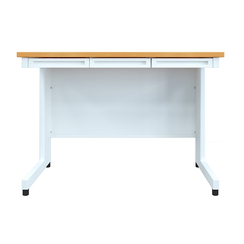 スチール製パソコンデスク 100cm 木目天板×ホワイト本体 1台（ご注文