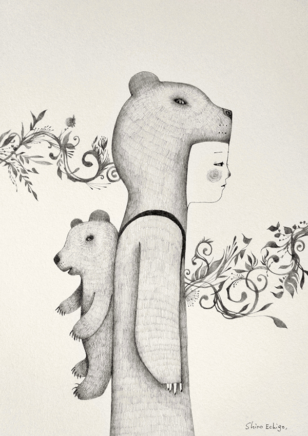 越後しの 鉛筆画作品