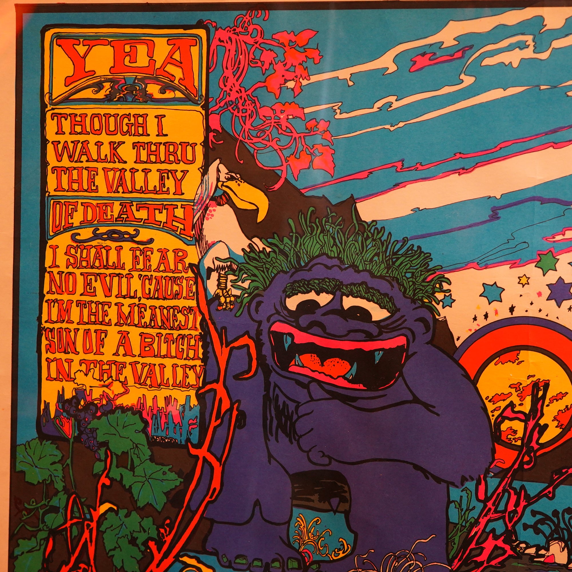 1970's ブラックライトポスター Yea, Though I Walk Thru the Valley