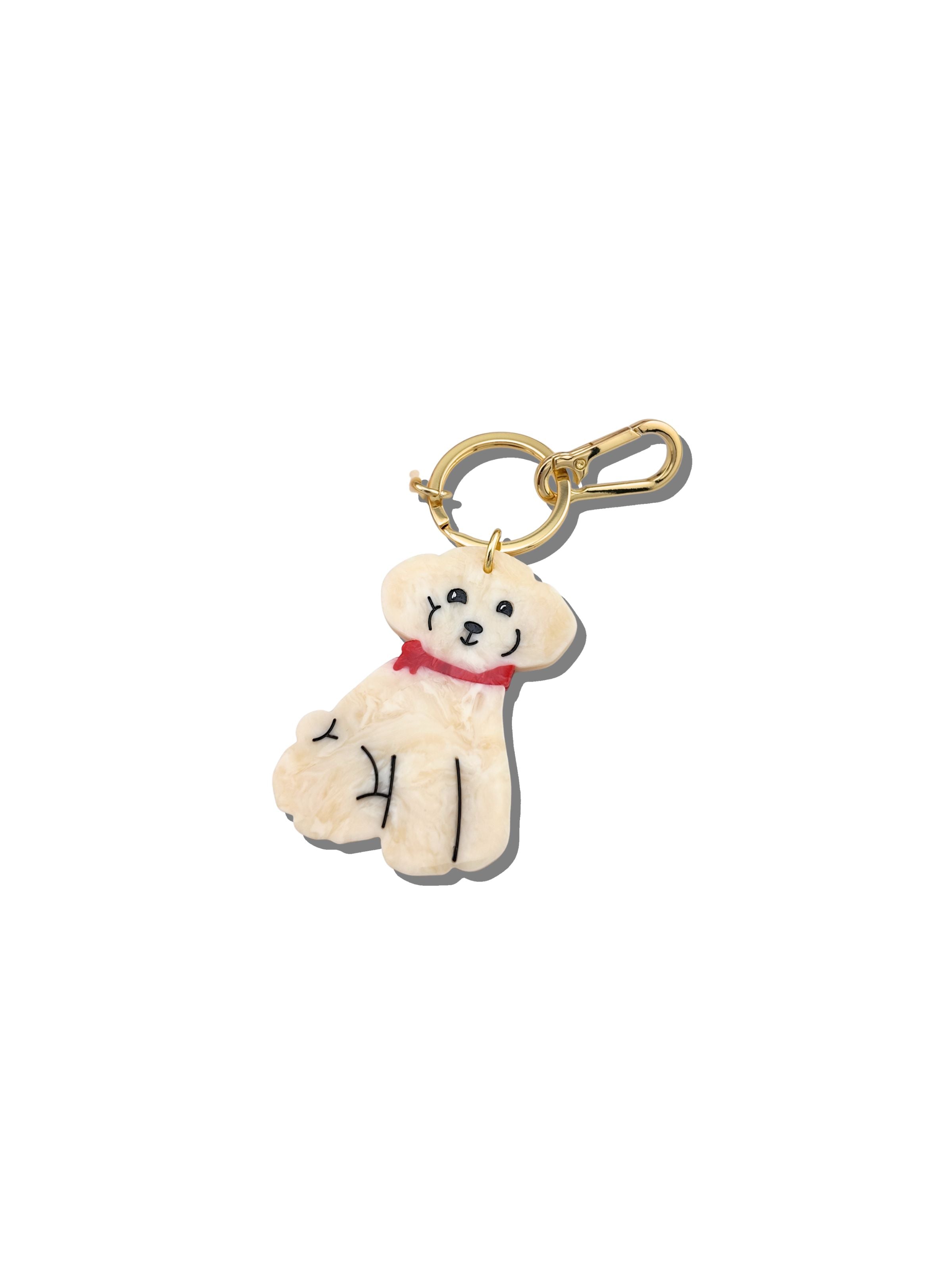 Hand-painted Doodle Puppy Bag Charm + Keychain | Eco-Friendly