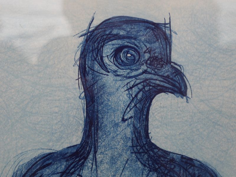 粟津潔 【青い鳥】 リトグラフ 1985年 – smileantiques