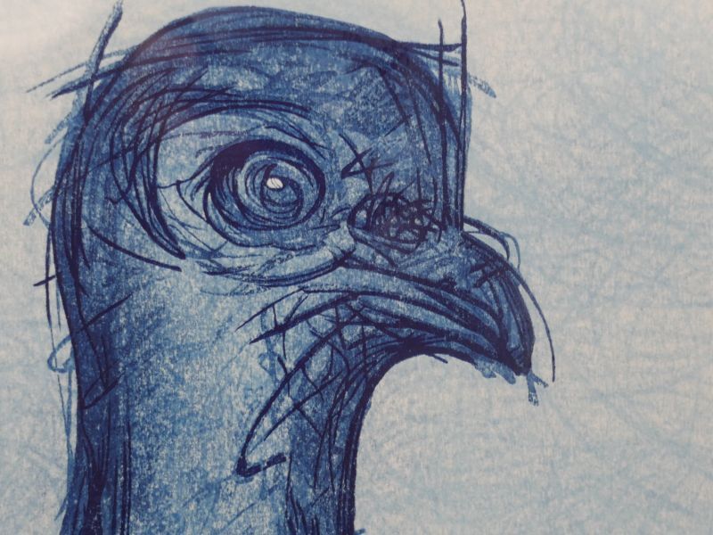 粟津潔 【青い鳥】 リトグラフ 1985年 – smileantiques