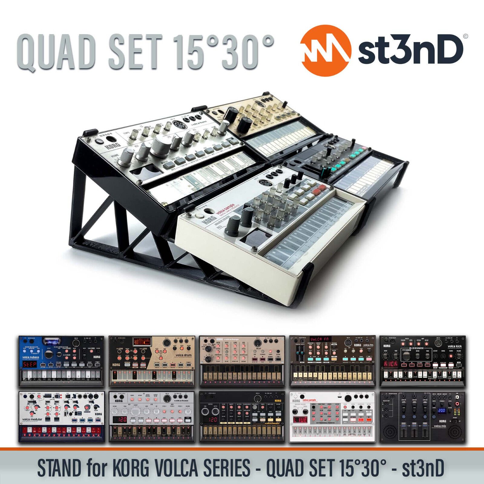 QUAD STAND SET for KORG VOLCA SERIES (15° and 30°) - Synth Stand +