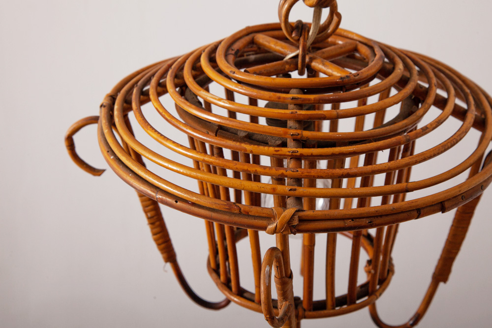 stoop | French Vintage Rattan Pendant Light