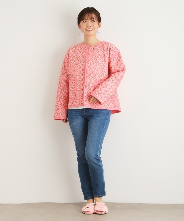 コッタムコーンフラワー柄 リバーシブル キルトジャケット（ノーカラー