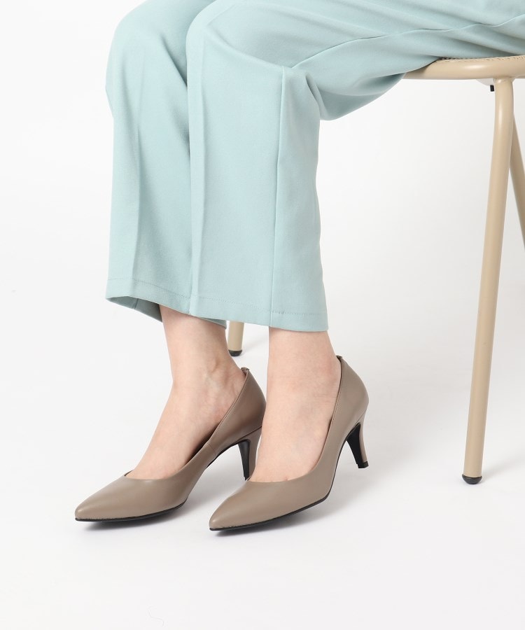 疲れにくいパンプス＜約7.5cmヒール＞ 歩きやすい レイン対応 ブラック