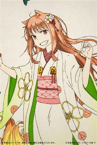 第一刷限定100枚】狼と香辛料 浮世絵木版画 狼桜美人図 ホロ 新緑Ver