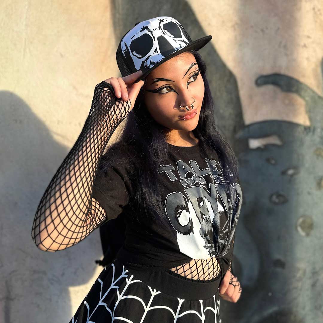 Big Skull White Trucker Hat