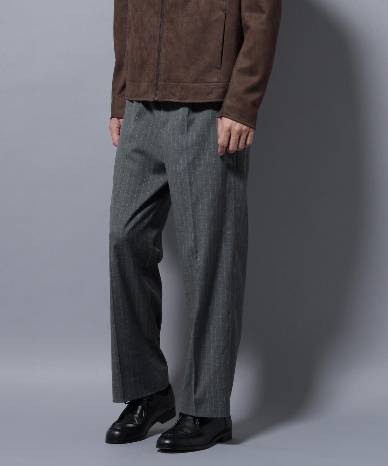 DELEGANTEエアリーサキソニー/CHK/ST ストレートFITパンツ(セットアップ可)