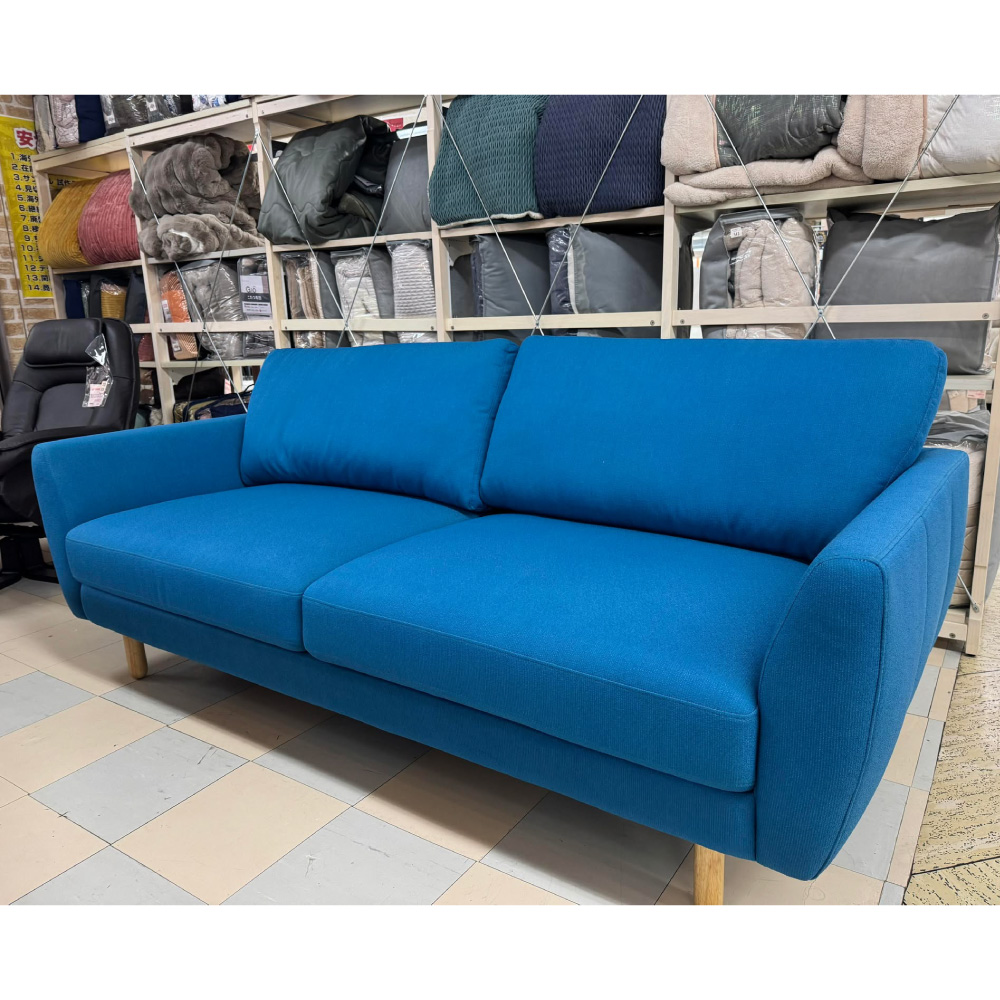 布張り3人掛けソファ 333 ブルー【室蘭中央店展示品】【現品限り】のご