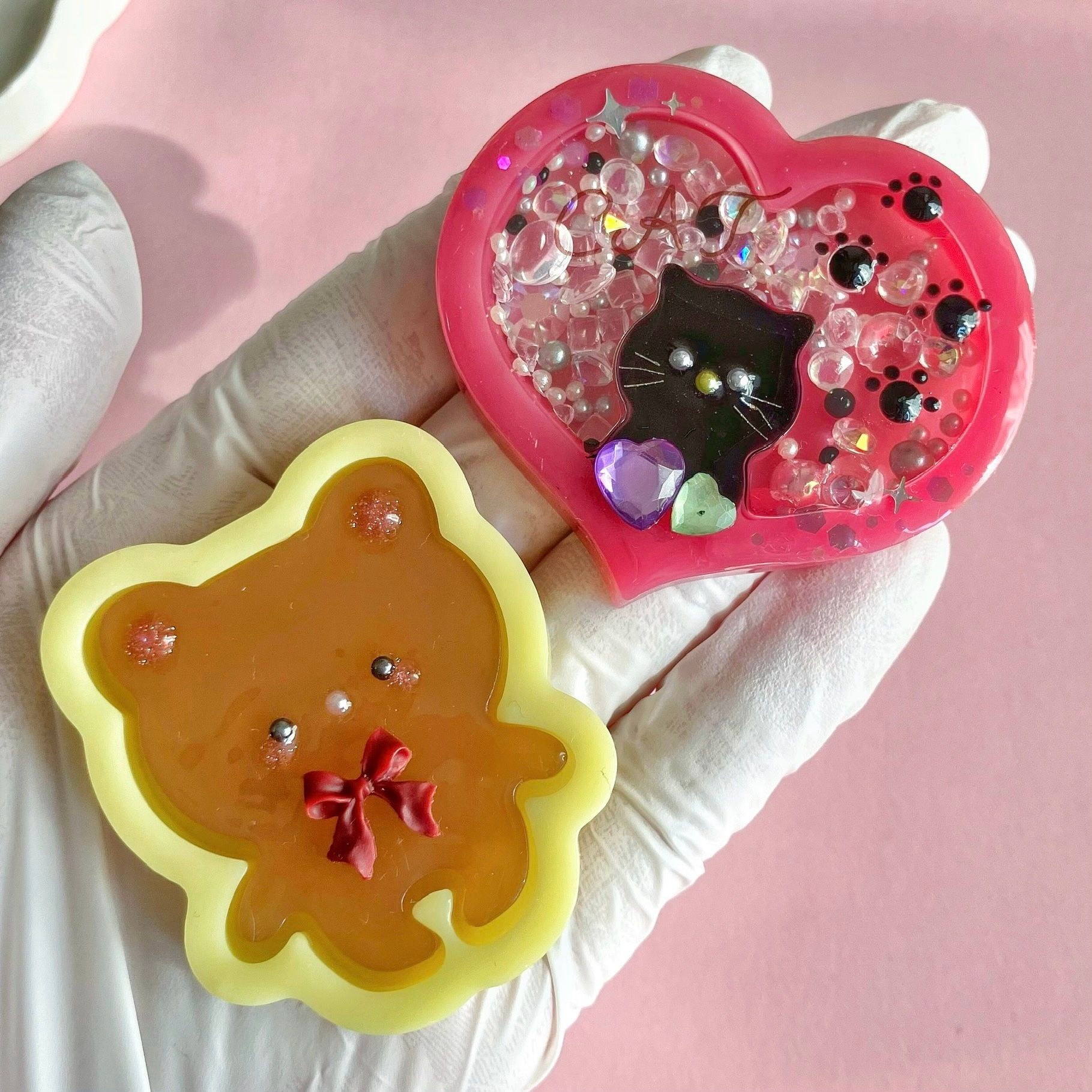 シリコンモールド シャカシャカ 動物 くま ねこ うさぎ ハート 4種