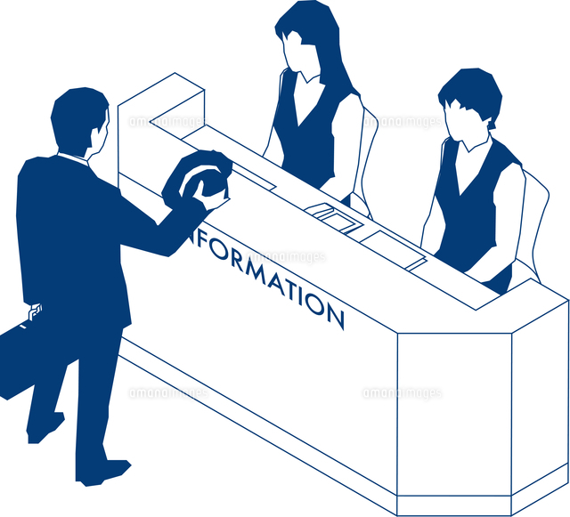 来客の受付対応をするOL二人[60009000219]の写真・イラスト素材