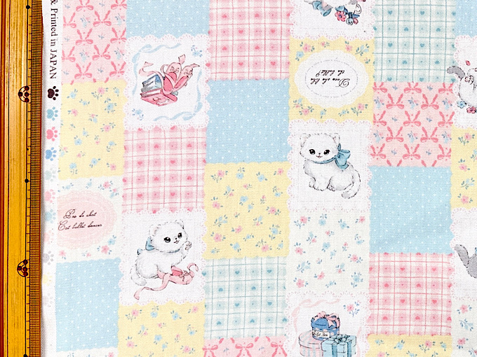 パッチワーク調ネコちゃんのオックスプリント | 大塚屋ネットショップ