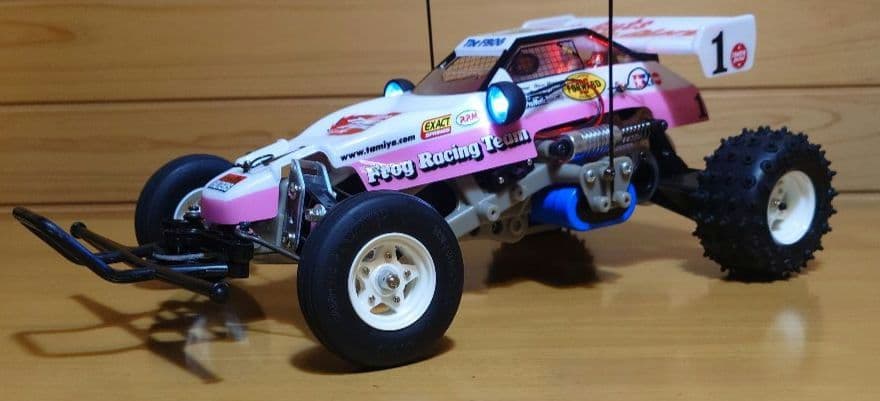 タミヤXBマイティフロッグ前後LEDライト付プロポ付き塗装済み完成品未