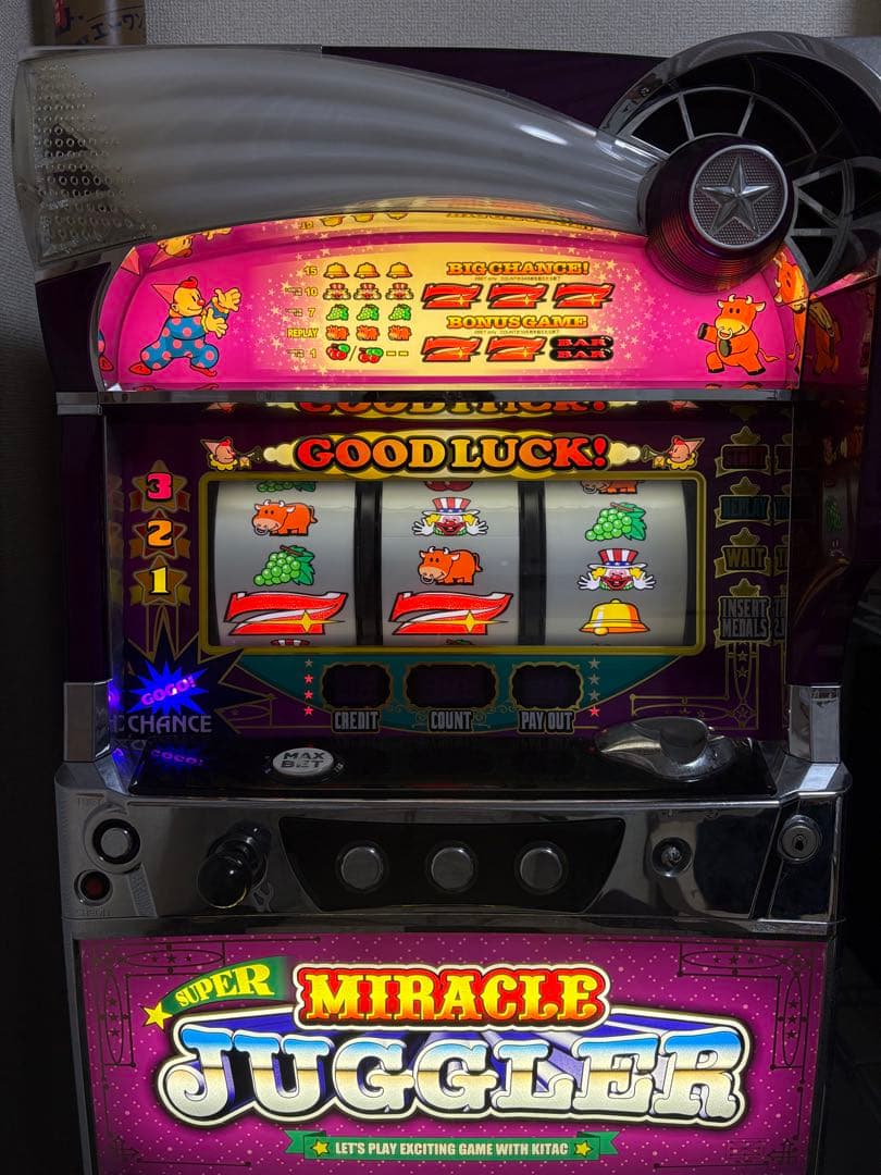 SUPER MIRACLE JUGGLER スロットマシン コイン不要機付 - メルカリ