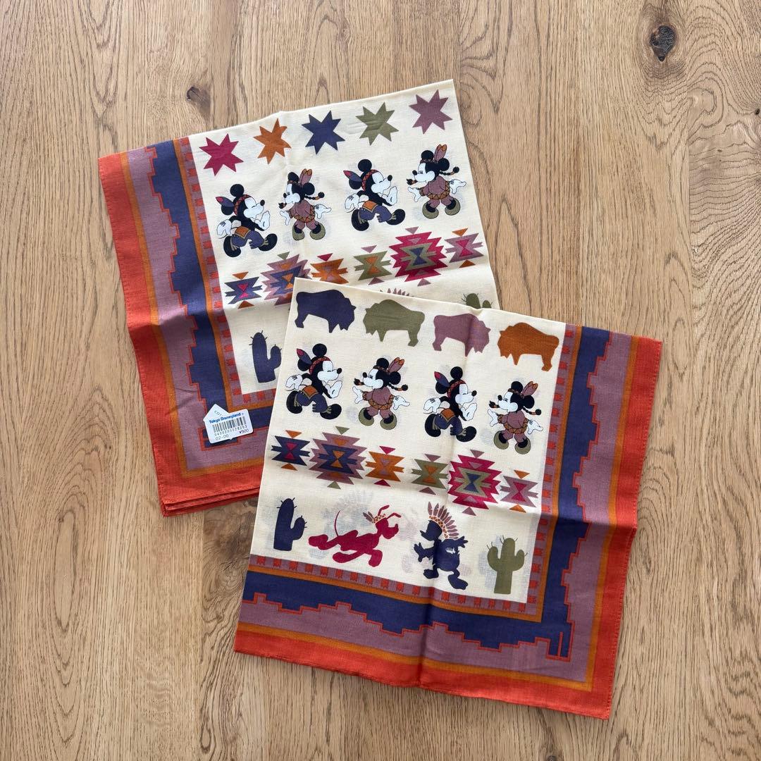 未使用 東京ディズニーランド インディアン ミッキー ミニー バンダナ