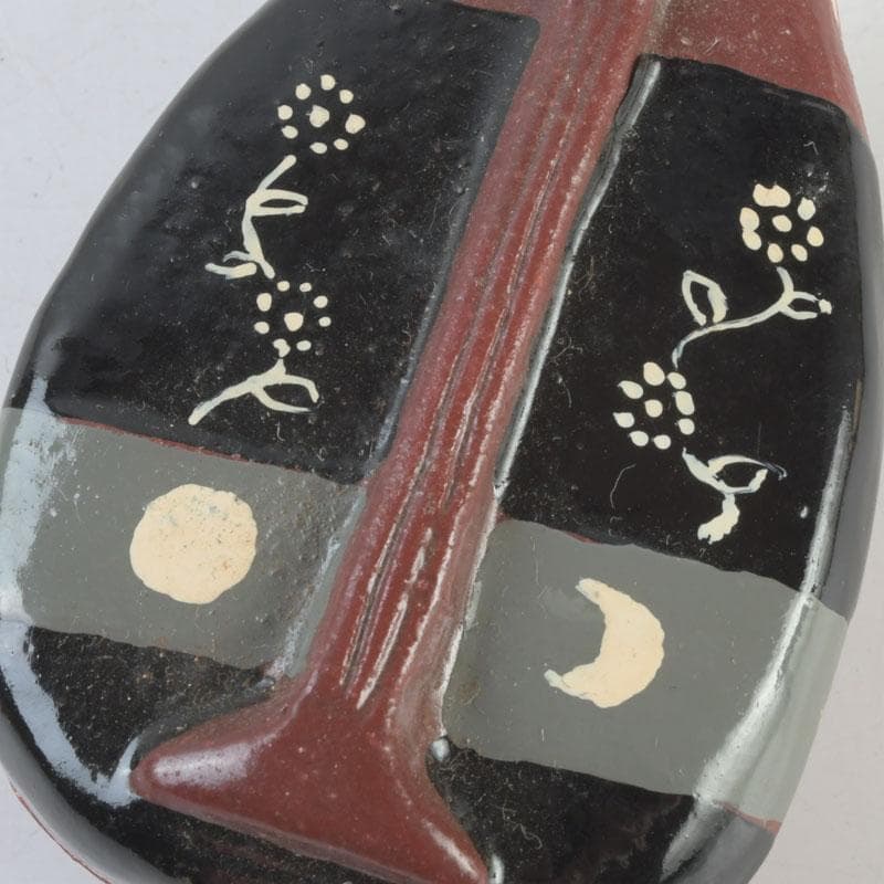 茶道具 横山朝陽作 陶器製 呉須絵 琵琶香合 干支巳 共箱 V 9346