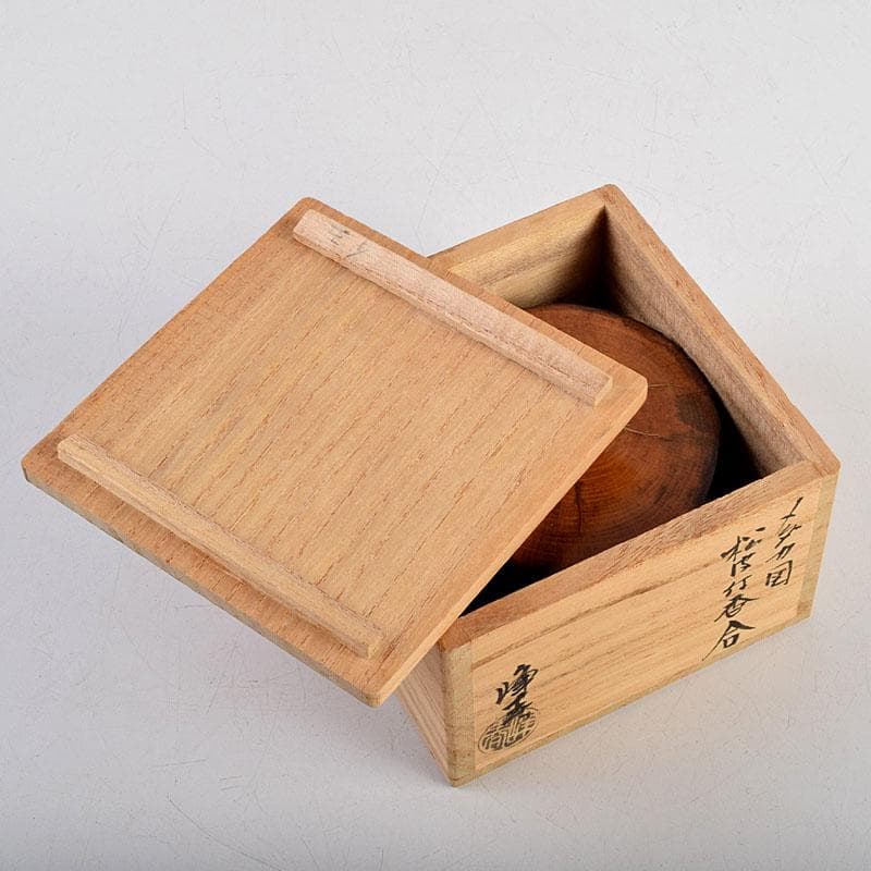 茶道具 加賀蒔絵師 川上峰春作 メダカ図 松皮竹香合 共箱 V 9127