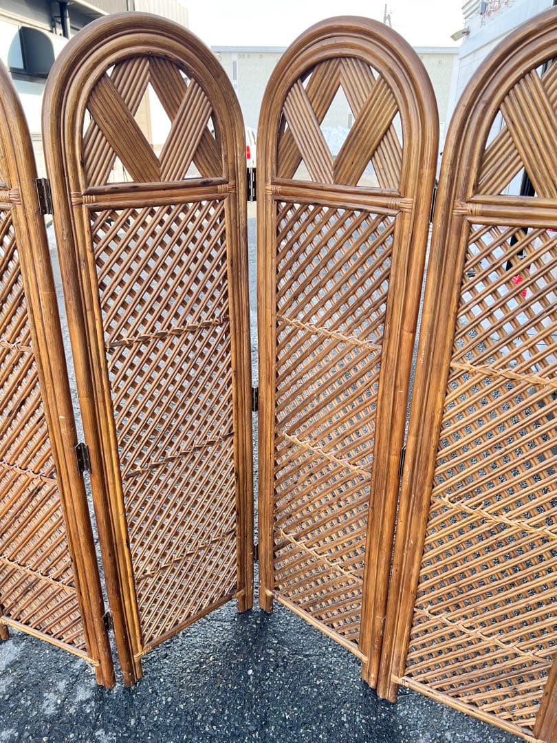 パーテーション ラタン パーティション 籐 衝立 おしゃれ 間仕切り 4連