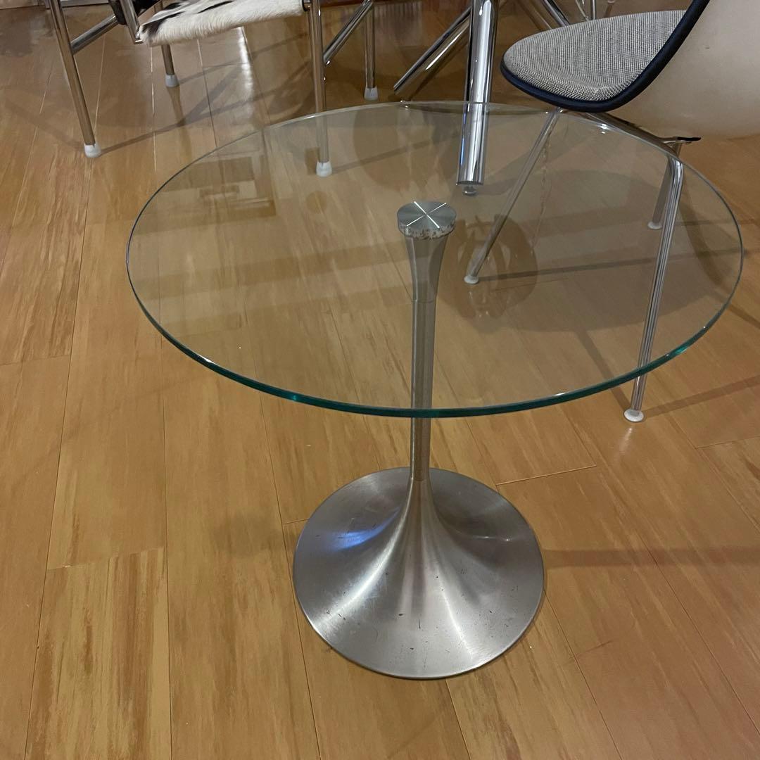 ガラステーブル サイドテーブル クローム スペースエイジ ミッド