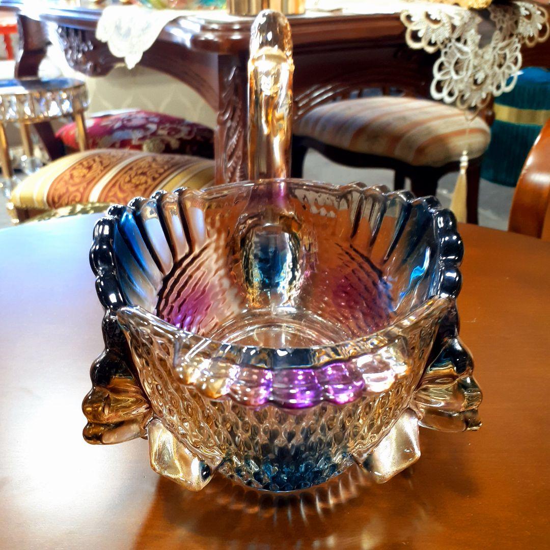 輸入雑貨 高級オーロラガラス 果物盛り合わせ皿 フルーツプレート お菓子鉢