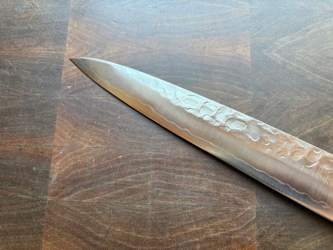 土佐打刃物 龍馬之剣心 銀三 筋引 210mm 包丁 槌目 ステンレス 両刃