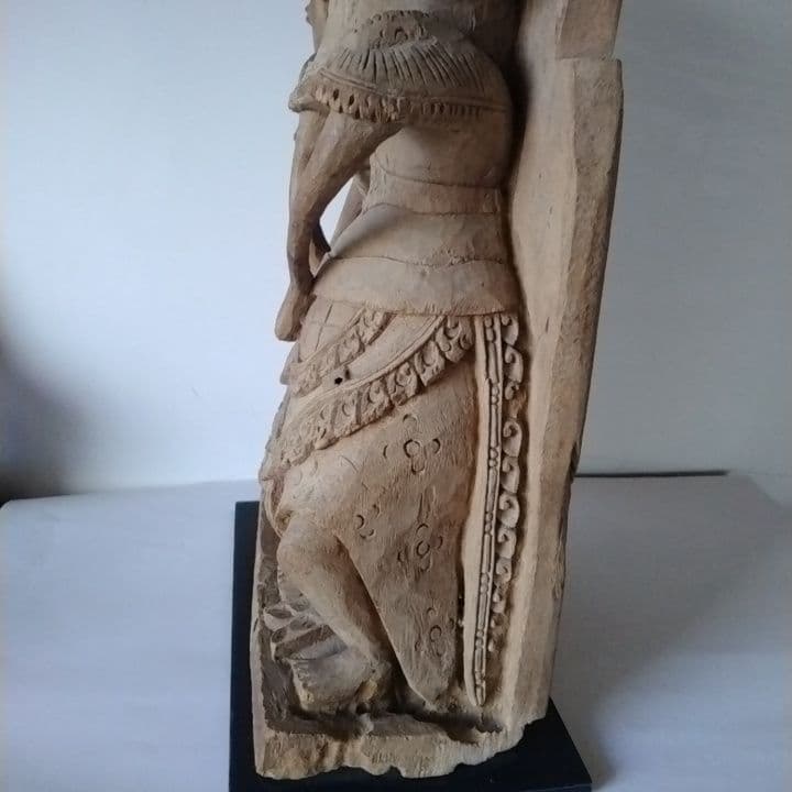 木製彫刻 二体の人物像 インドネシア 台座付き アンティーク
