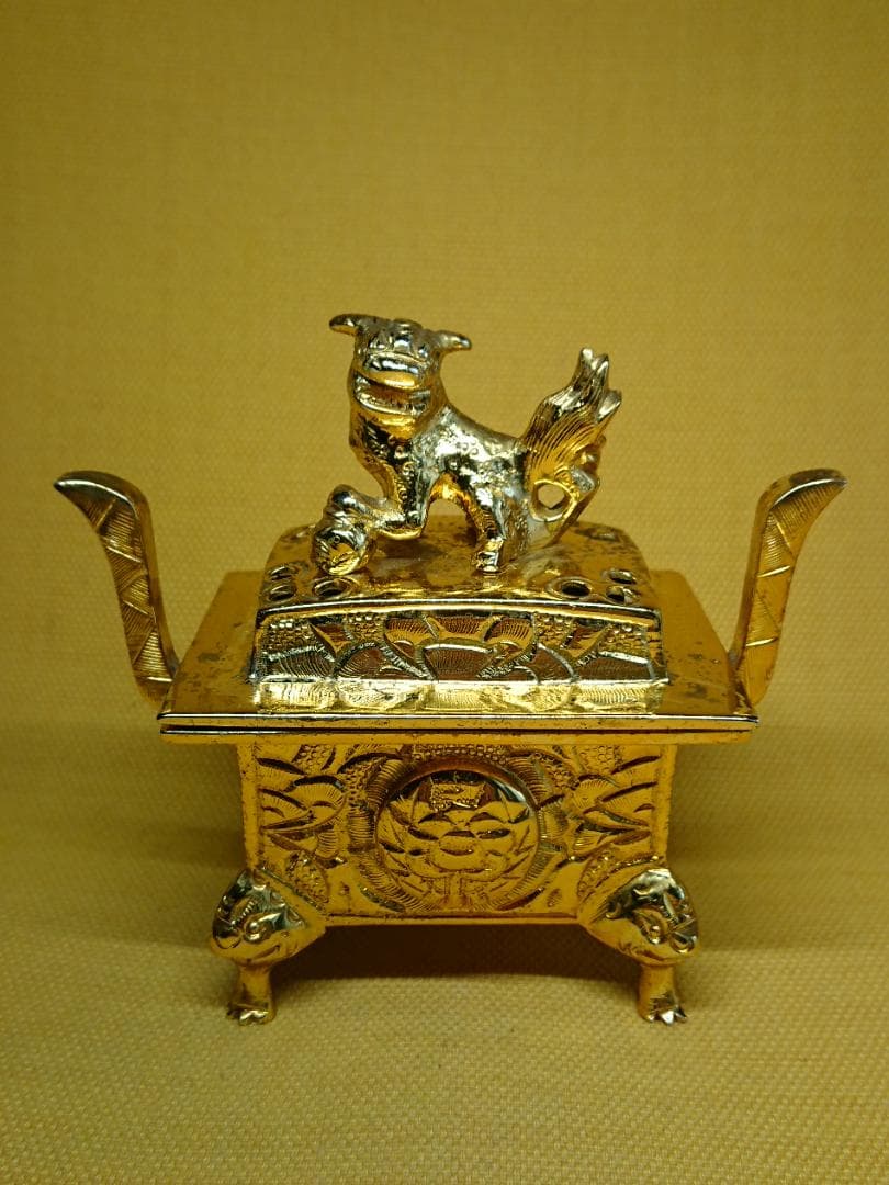 【美品】仏教美術　本金メッキ　香炉　銅製　置物　インテリア　工芸品　A1667 高岡銅器 奏楽天人香炉 | 香炉 | 伝統工芸品・和風記念品 通販