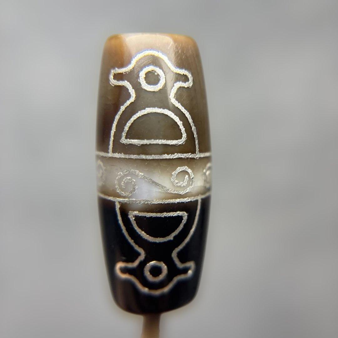 ありあ瑪瑙　銀線財神日月如意天珠　1-223 ありあ瑪瑙 銀線財神日月如意天珠 1-223 ありあ様専用瑪瑙 銀線財神日