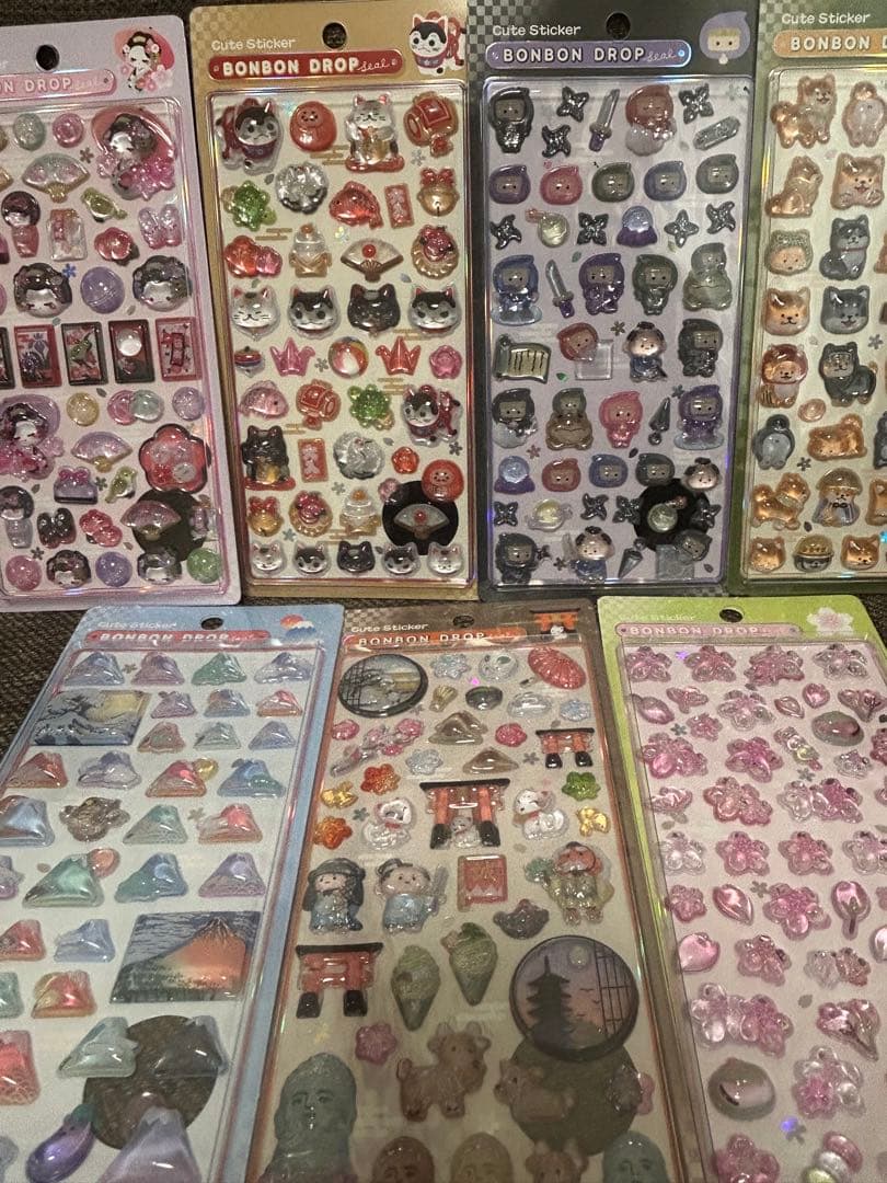 【クーリア正規品】 ボンボンドロップシール　和柄　7種セット Q-LiA（クーリア） 正規品 ボンボンドロップシール 和柄 シール お寿司
