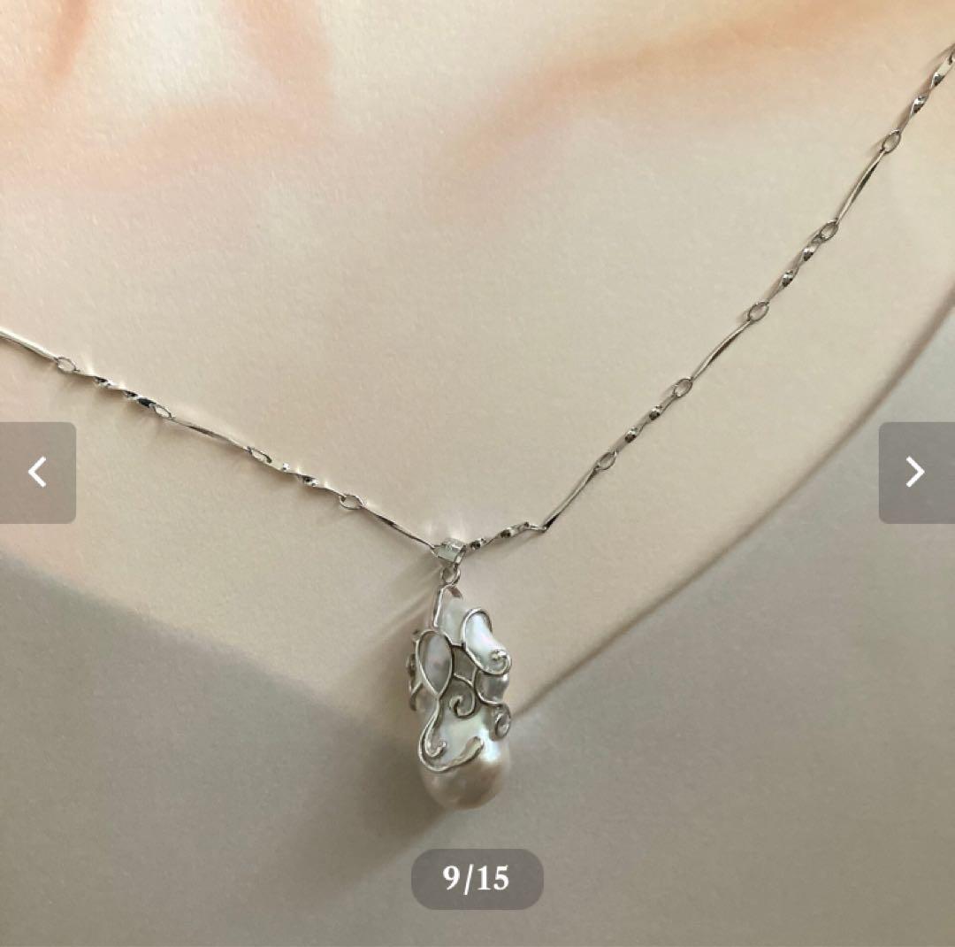 《超大粒》バロックオイスターパールのシルバー925ネックレス