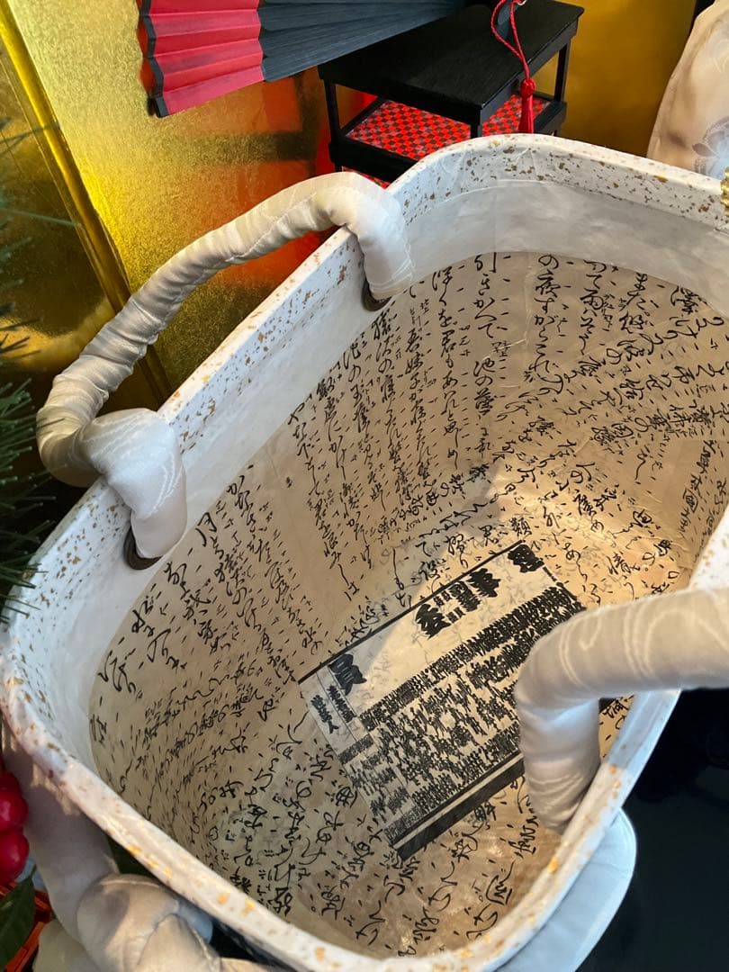 一閑張り 大相撲 相撲番付表 和風 黒白文様 かごバッグ - メルカリ