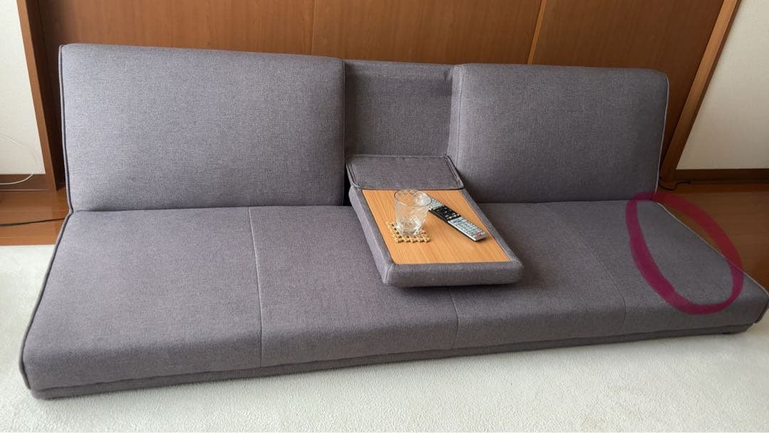 【大きめ】ローソファ リクライニング付き（グレー）1.85m×1m