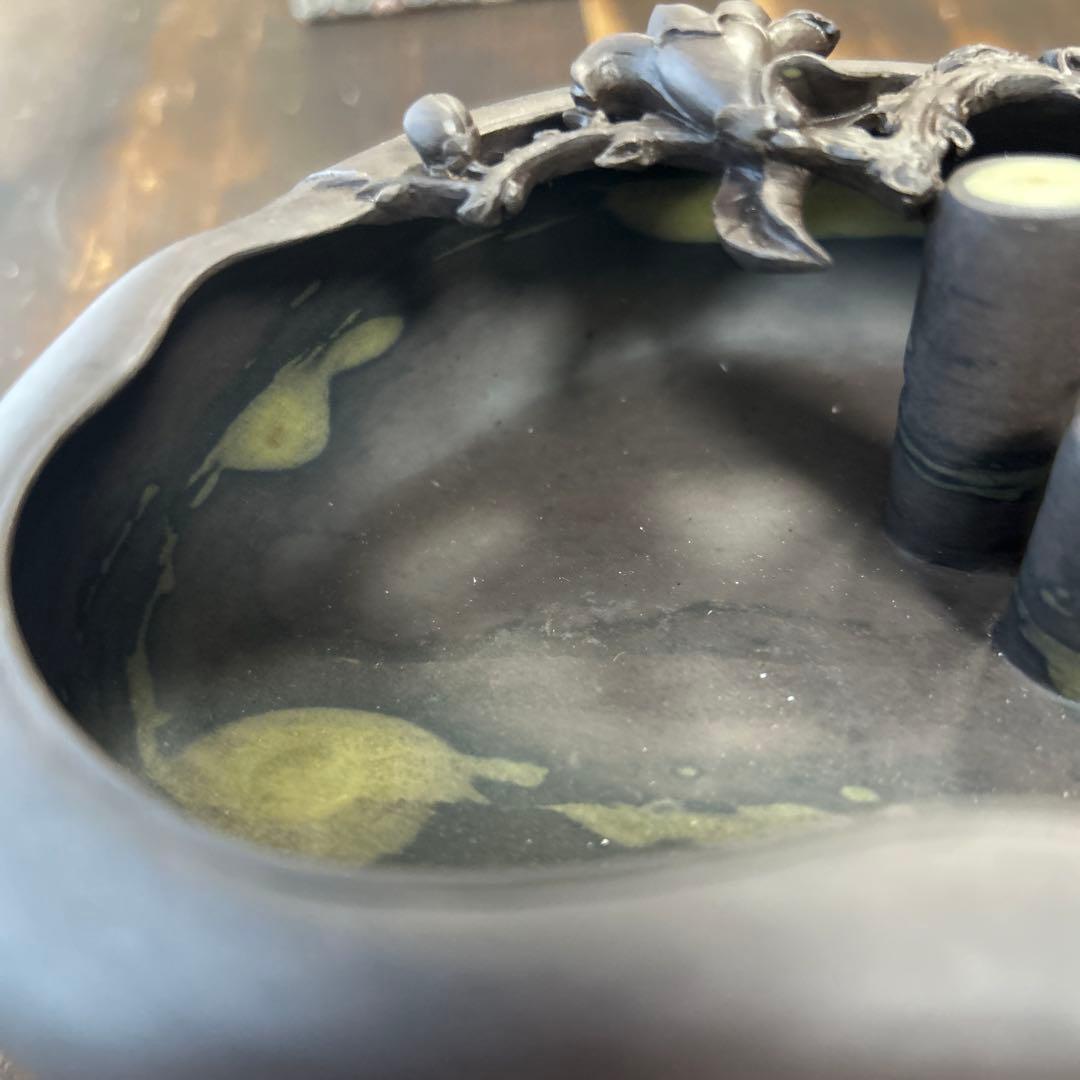 書道 硯 梅花坑水盂椿型 美術品 芸術品 骨董品 工芸品