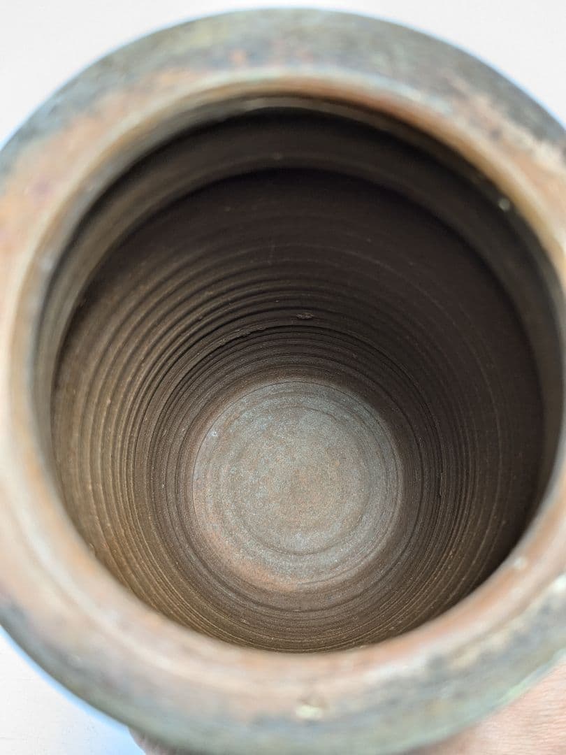 岡山県重要無形文化財 吉本正 備前焼 花入 合箱共布栞 花瓶